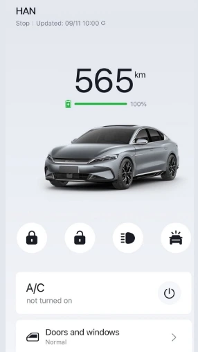 BYD App dashboard